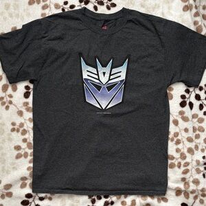 Transformers Charcoal Men’s Graphic T-Shirt with Blue Gradient Emblem